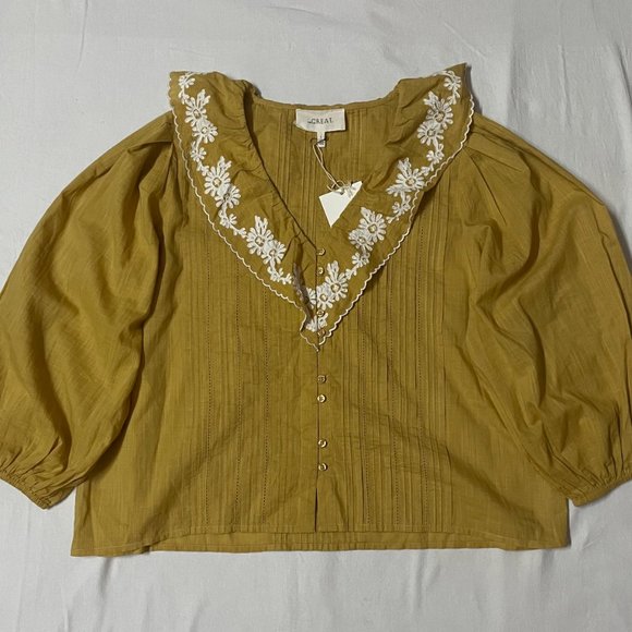 YELLOW EMBROIDERY BLOUSE - Picture 1 of 6